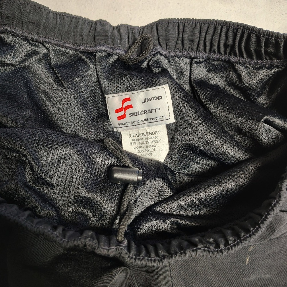 Skilcraft Mens IPFU Army Training Track Pants XL Short Black Nylon Windbreaker - Picture 6 of 13